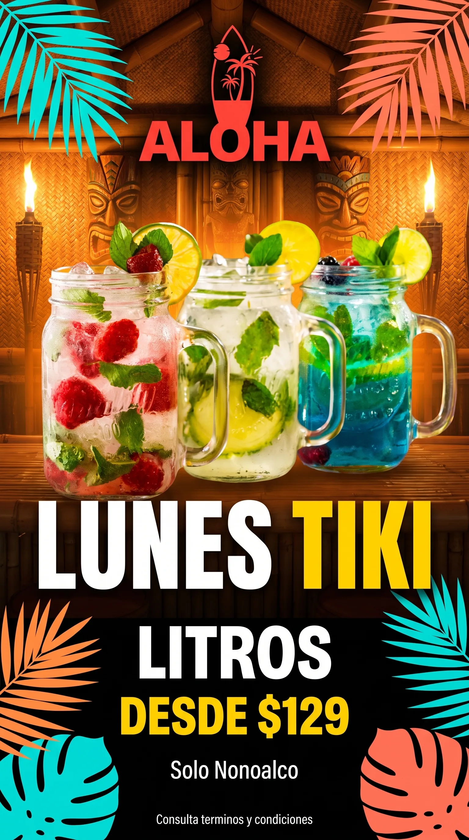 Lunes Tiki Libre · Litros desde $129 en Aloha Nonoalco