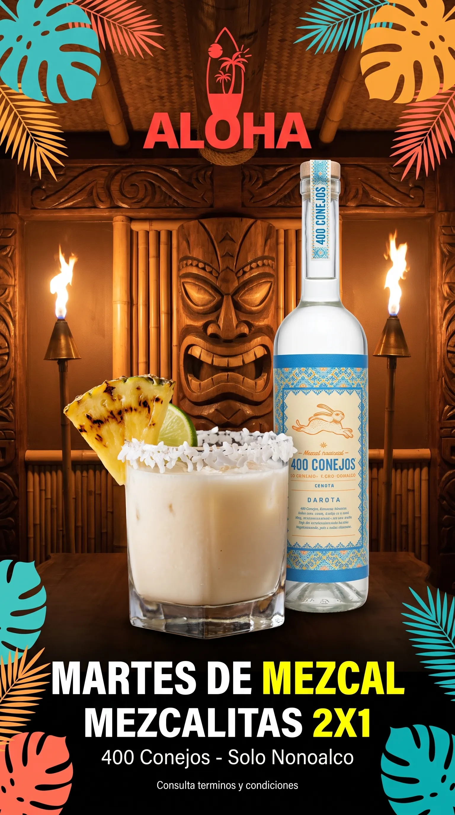 Martes de Mezcal · Mezcalitas 2×1 con 400 Conejos en Aloha Nonoalco